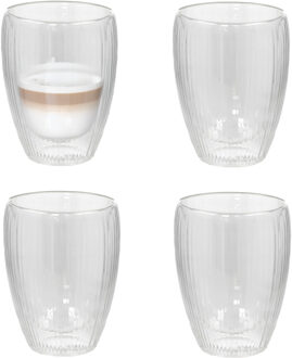Gerimport Theeglazen Leya - 4x - dubbelwandig - 350 ml - D9 x H12 cm