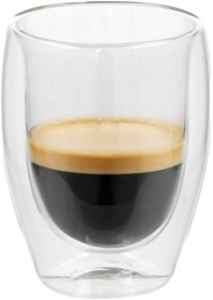 Gerimport Theeglazen Luz - 12x - dubbelwandig - glas - 350 ml - D9 x H12 cm