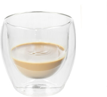 Gerimport Theeglazen Luz - 1x - dubbelwandig - borosilicaatglas - 250 ml - 9 x 9 cm cm - koffieglas