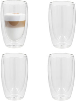 Gerimport Theeglazen Luz - 4x - dubbelwandig - 450 ml - D9 x H15 cm