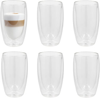 Gerimport Theeglazen Luz - 6x - dubbelwandig - 450 ml - D9 x H15 cm