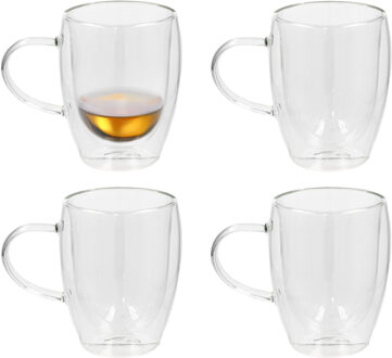 Gerimport Theeglazen Plano - 12x - dubbelwandig - borosilicaatglas - 350 ml - H11,5 cm