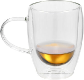 Gerimport Theeglazen Plano - 1x - dubbelwandig - borosilicaatglas - 350 ml - H11,5 cm - koffieglas