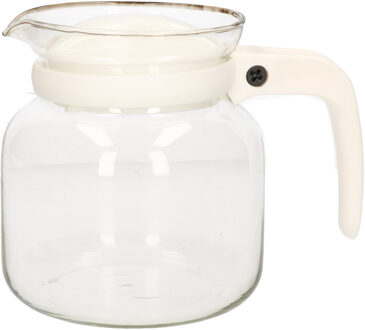 Gerimport Theepot - glas - kunststof deksel - wit - 1 liter - theekan