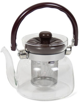 Gerimport Theepot van glas met thee filter/infuser 800 ml - Theepotten Transparant