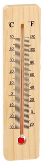 Gerimport Thermometer - hout - 15 x 4 cm - naturel - tot 50 graden Celsius