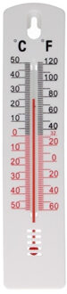 Gerimport Thermometer - kunststof - 20 x 4 cm - wit - tot 50 graden Celsius