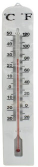 Gerimport Thermometer - kunststof - 40 x 6 cm - wit - tot 50 graden Celsius