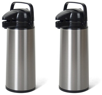 Gerimport Thermoskan - 2x stuks - RVS - 1,9 liter - isoleerkan met pomp