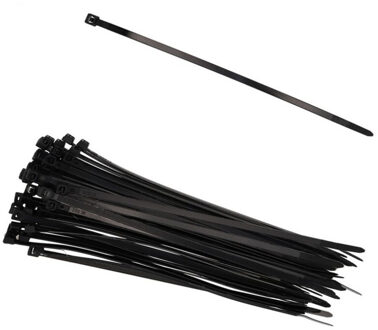 Gerimport tie-wraps/kabelbinders - 150x stuks - zwart - kunststof - 15 cm