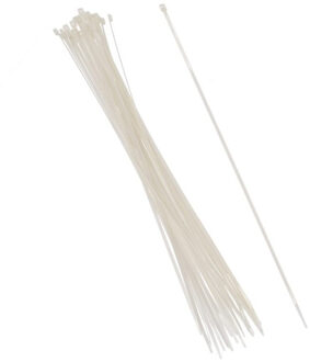 Gerimport tie-wraps/kabelbinders - 30x stuks - wit - kunststof - 25 cm