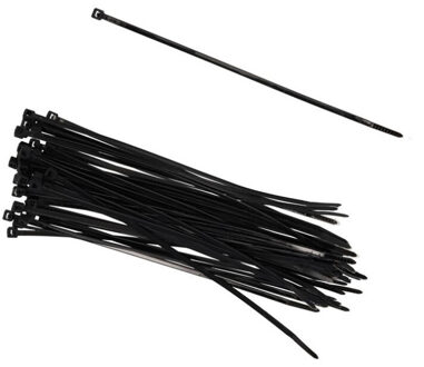 Gerimport tie-wraps/kabelbinders - 50x stuks - zwart - kunststof - 20 cm