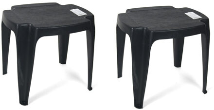 Gerimport Tuin bijzettafeltje/voetenbankje - 2x stuks - antraciet - kunststof - 42 x 37 x 38 cm