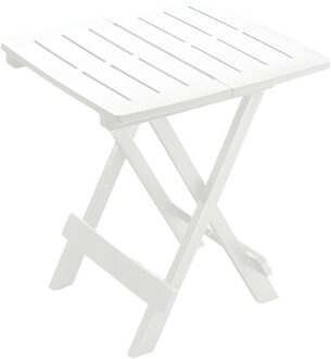 Gerimport tuin bijzettafeltje - wit - kunststof - opvouwbaar - 43 x 45 x 50 cm