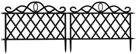 Gerimport Tuinhekjes/borderranden - 12x stuks - kunststof - 720 cm - zwart - tuinafscheiding - 48 x 36 cm