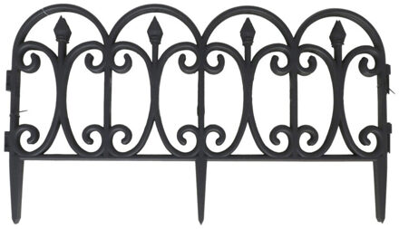 Gerimport Tuinhekjes/borderranden - 4x stuks - kunststof - 230 cm - zwart - tuinafscheiding - 57 x 32 cm