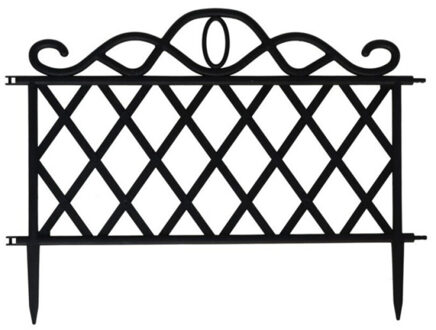 Gerimport Tuinhekjes/borderranden - 5x stuks - kunststof - 240 cm - zwart - tuinafscheiding - 48 x 36 cm