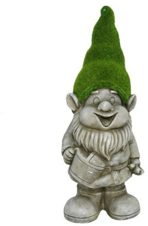 Gerimport Tuinkabouter beeldje - Dwarf Dweazel - Polystone - grasgroene muts - 52 cm - Tuinbeelden Multikleur