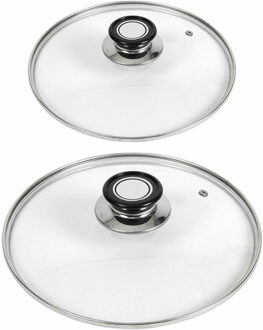 Gerimport universele glazen pannendeksels - 2x stuks - voor pannen met Dia 16 en 20 cm