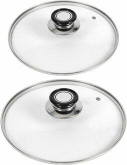 Gerimport universele glazen pannendeksels - 2x stuks - voor pannen met Dia 18 en 20 cm