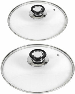 Gerimport universele glazen pannendeksels - 2x stuks - voor pannen met Dia 20 en 24 cm