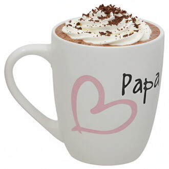 Gerimport Vaderdag cadeau mok - wit - 360 ml - hartjes - liefde