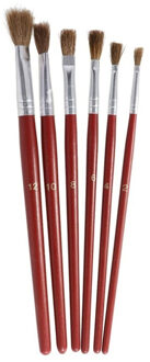 Gerimport Verfpenselen - 6-delig - hout/varkenshaar - kwastenset/knutselen