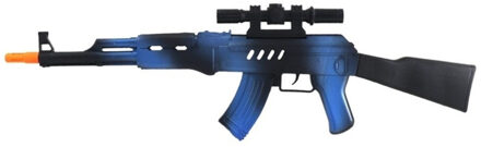 Gerimport Verkleed speelgoed Politie/soldaten geweer - machinegeweer - zwart/blauw - plastic - 69 cm - Verkleedattributen