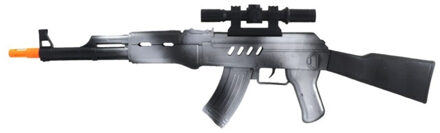 Gerimport Verkleed speelgoed Politie/soldaten geweer - machinegeweer - zwart/wit - plastic - 69 cm - Verkleedattributen