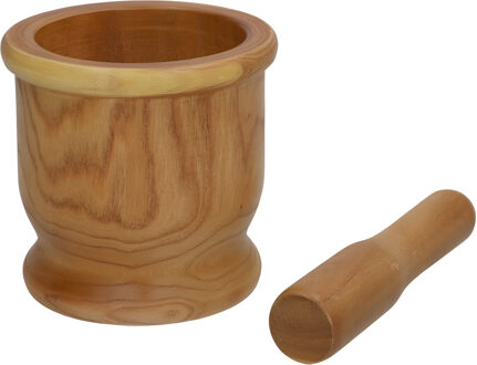 Gerimport Vijzel met stamper - hout - 15 x 14 cm - keuken - koken