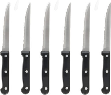 Gerimport vlees / steak messen - 12x stuks - RVS - bakeliet handvat - 21 cm - scherpe messen