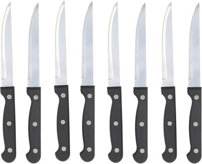 Gerimport vlees / steak messen - 16x stuks - RVS - bakeliet handvat - 21 cm - scherpe messen