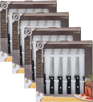 Gerimport vlees / steak messen - 24x stuks - RVS - bakeliet handvat - 21 cm - scherpe messen