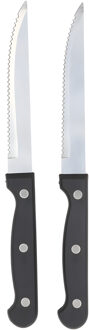 Gerimport vlees / steak messen - 2x stuks - RVS - bakeliet handvat - 21 cm - scherpe messen