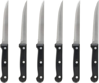 Gerimport vlees / steak messen - 6x stuks - RVS - bakeliet handvat - 21 cm - scherpe messen