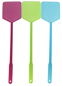 Gerimport Vliegenmeppers set van 3x stuks - plastic - 46 cm - kleurenmix - anti insecten middelen