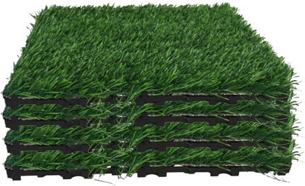Gerimport Vlondertegel kunstgras - 4x - groen - kunststof - 30 x 30 cm - tuintegel