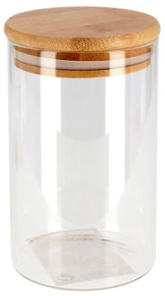 Gerimport Voorraadpot - 4x - glas - bamboe deksel - 1,3L - 22 cm