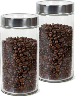 Gerimport Voorraadpot/bewaarpot - 2x - glas - met deksel - 1.7 liter - luchtdicht