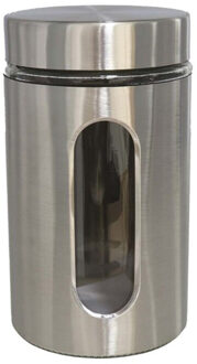 Gerimport Voorraadpot - zilverkleurig - RVS - deksel - 1000 ml