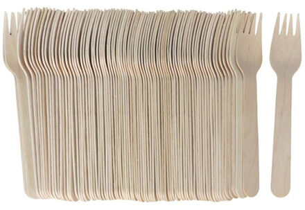 Gerimport Vorken - bamboe - 80x stuks - naturel - 16 cm - verjaardag/camping/bbq