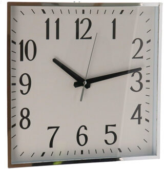 Gerimport Wandklok - vierkant - zilver - 29x6x29 cm - klok