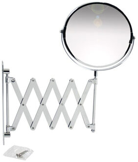 Gerimport Wandspiegel - make-up spiegel - 2x vergrotend - D17 cm - metaal - Spiegels
