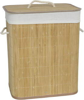Gerimport Wasmand bamboe - 60 liter - 30 x 40 x 50 cm - met deksel / binnenvoering
