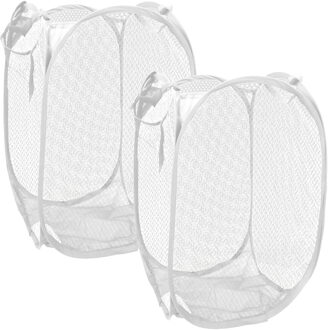 Gerimport Wasmand flexibel/opvouwbaar - 2x - wit - kunststof - 30 x 30 x 50 cm - 55 liter