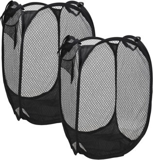 Gerimport Wasmand flexibel/opvouwbaar - 2x - zwart - kunststof - 30 x 30 x 50 cm - 55 liter