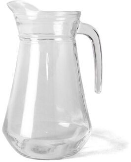 Gerimport Water karaf - schenkkan - glas - 1.3 liter - hoogte 22 cm - Waterkannen Transparant