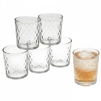 Gerimport Waterglazen / drinkglazen Diamand - 6x stuks - transparant - 265 ml