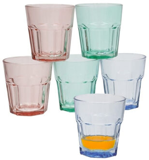 Gerimport Waterglazen/drinkglazen Everest - 12x stuks - transparant kleurenmix - 300 ml