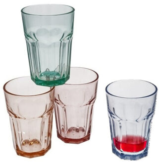 Gerimport Waterglazen/drinkglazen Everest - 4x stuks - transparant kleurenmix - 360 ml